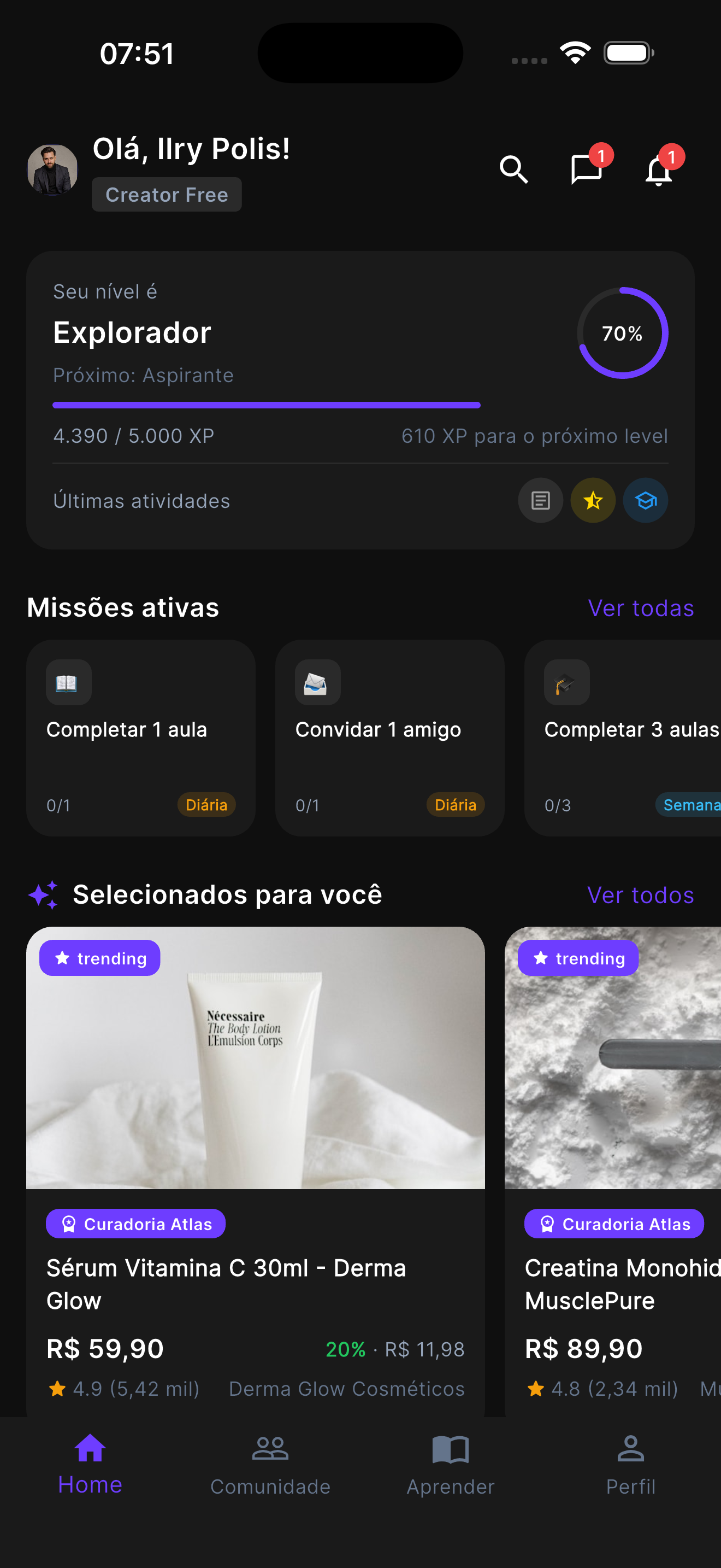 Atlas One Home Screen