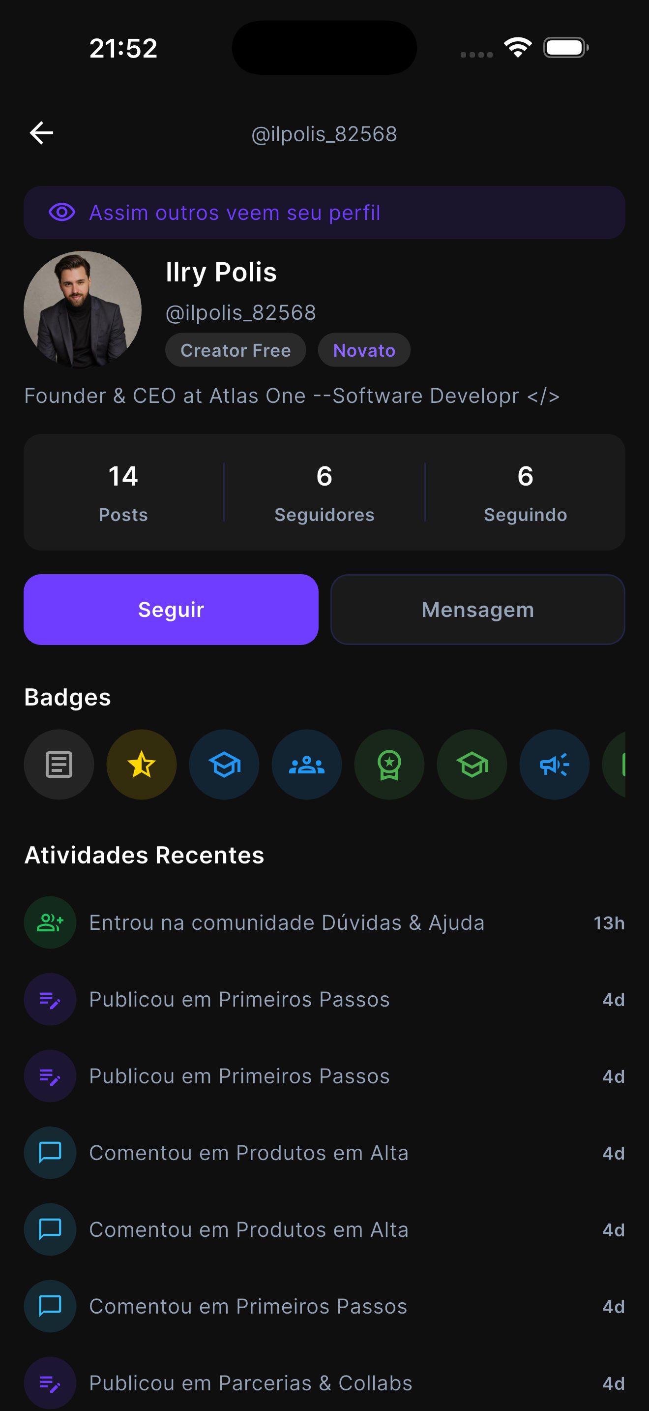 Perfil público de creator Premium