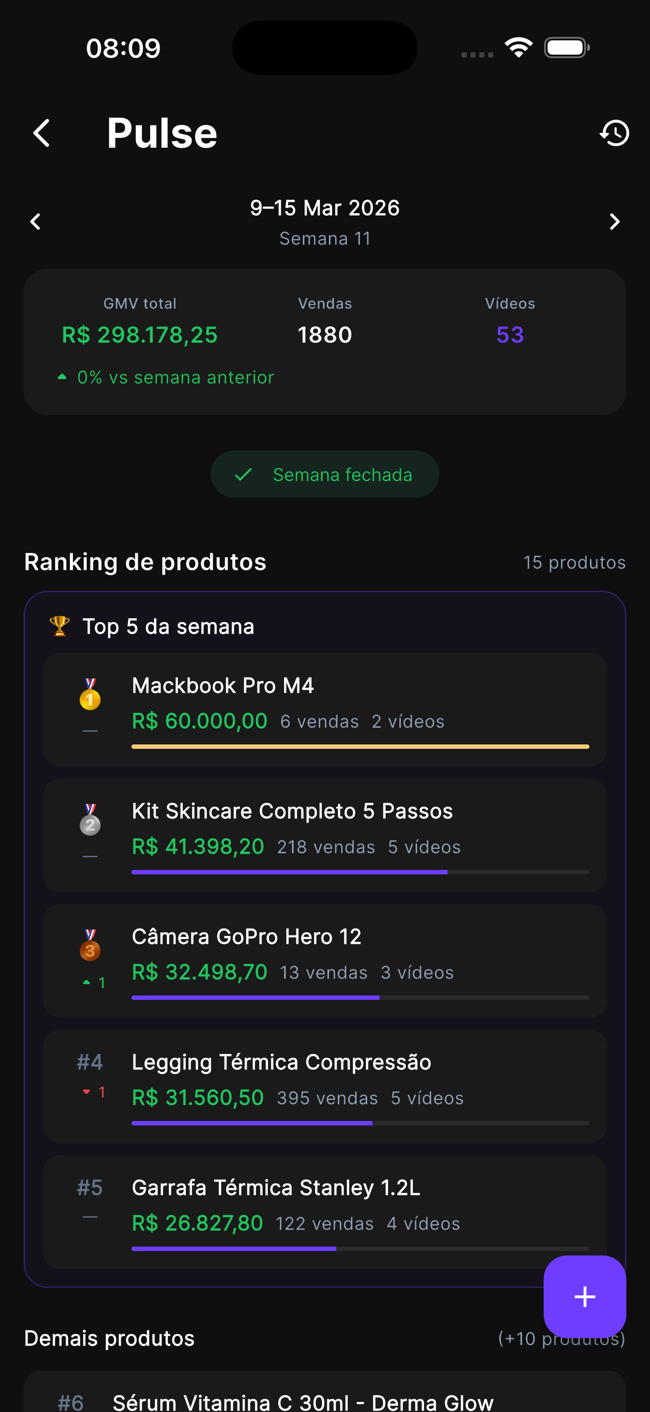 Tela do Pulse ranking